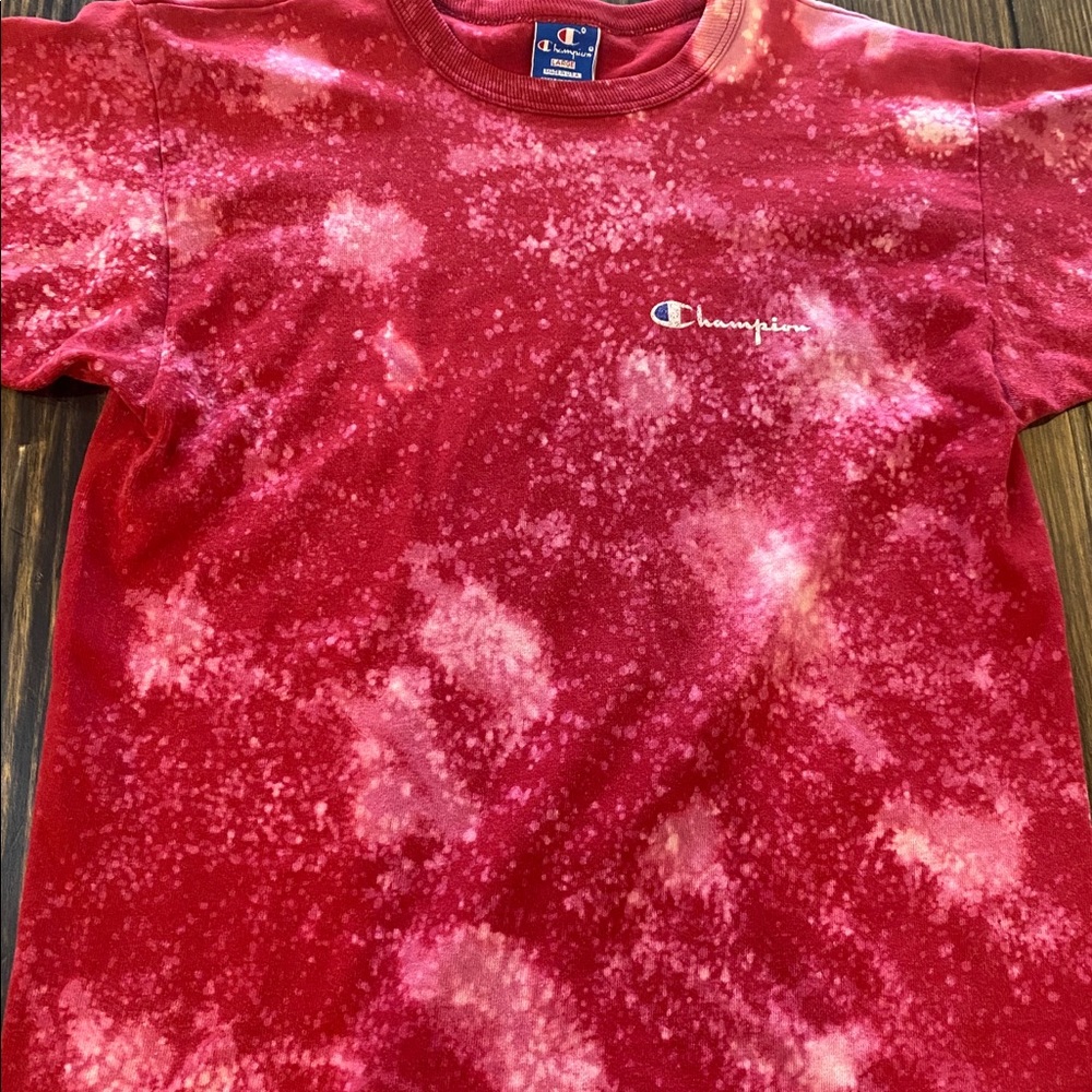 One of a kind  Bleach dye Champion tshirt